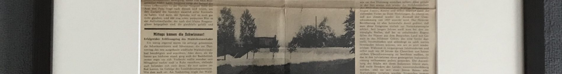 Versteigerungsaktion Originalzeitungsseite der Hildener Zeitung von 1961